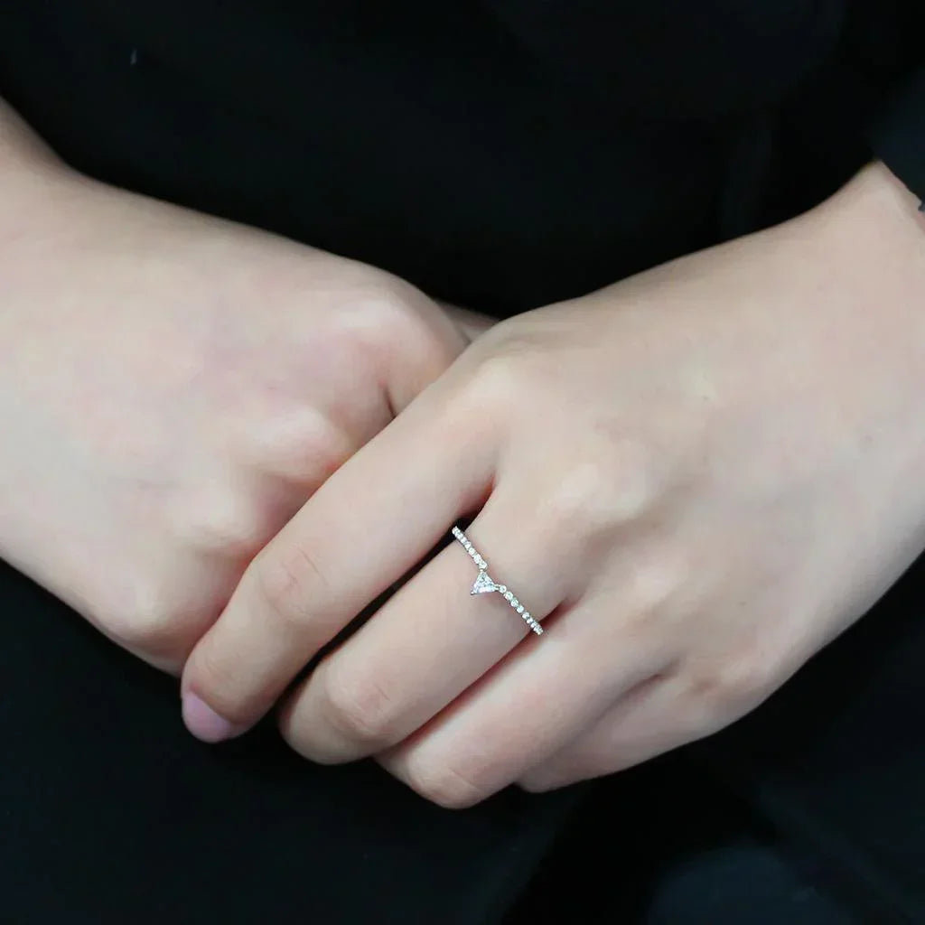 Gold Rings for Women 316L Stainless Steel DA323 - AAA Grade Cubic Zirconia in Clear - Jewelry Store by Erik Rayo