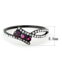 Load image into Gallery viewer, Black Rings for Women 316L Stainless Steel DA324 - AAA Grade Cubic Zirconia in Fuchsia
