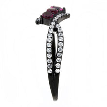 Load image into Gallery viewer, Black Rings for Women 316L Stainless Steel DA324 - AAA Grade Cubic Zirconia in Fuchsia
