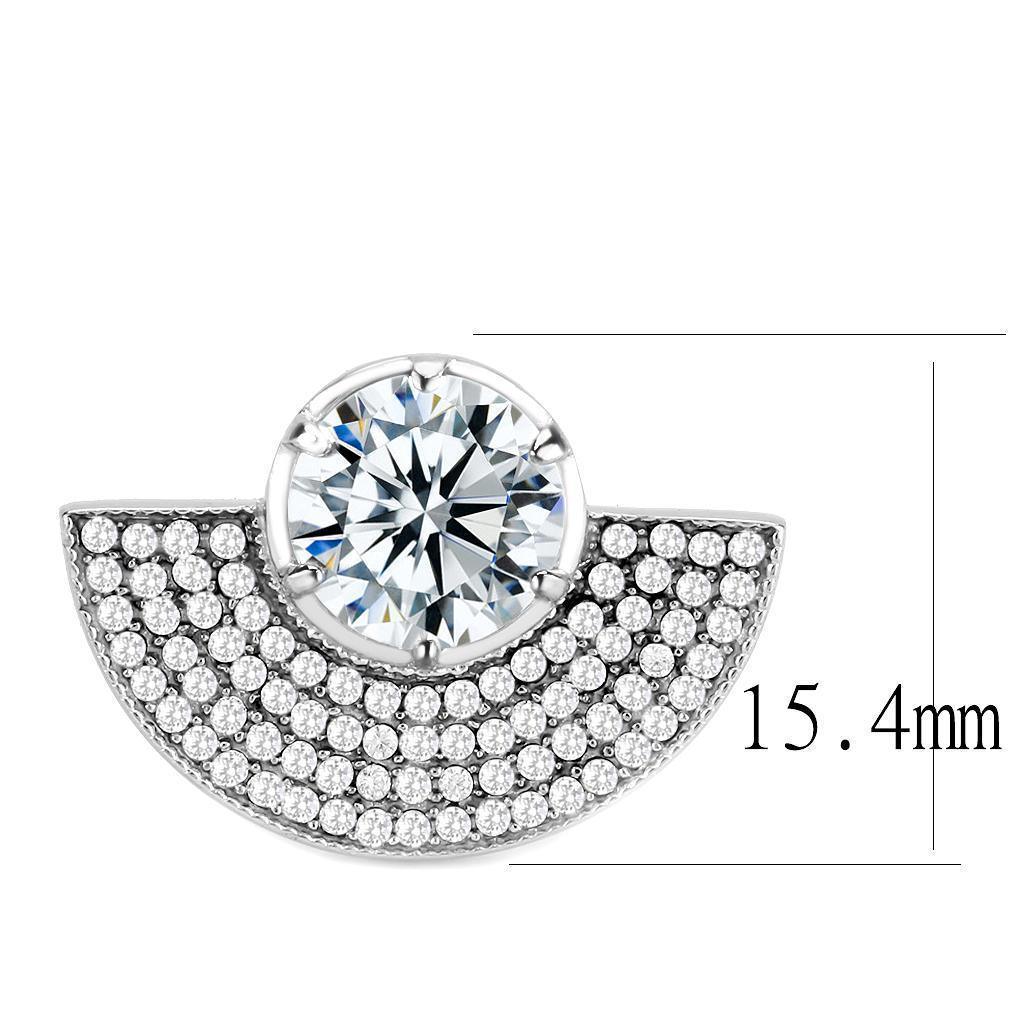 Silver Rings for Women 316L Stainless Steel DA336 - AAA Grade Cubic Zirconia in Clear - Jewelry Store by Erik Rayo