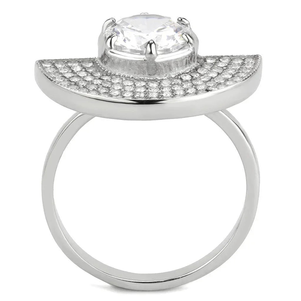 Silver Rings for Women 316L Stainless Steel DA336 - AAA Grade Cubic Zirconia in Clear - Jewelry Store by Erik Rayo