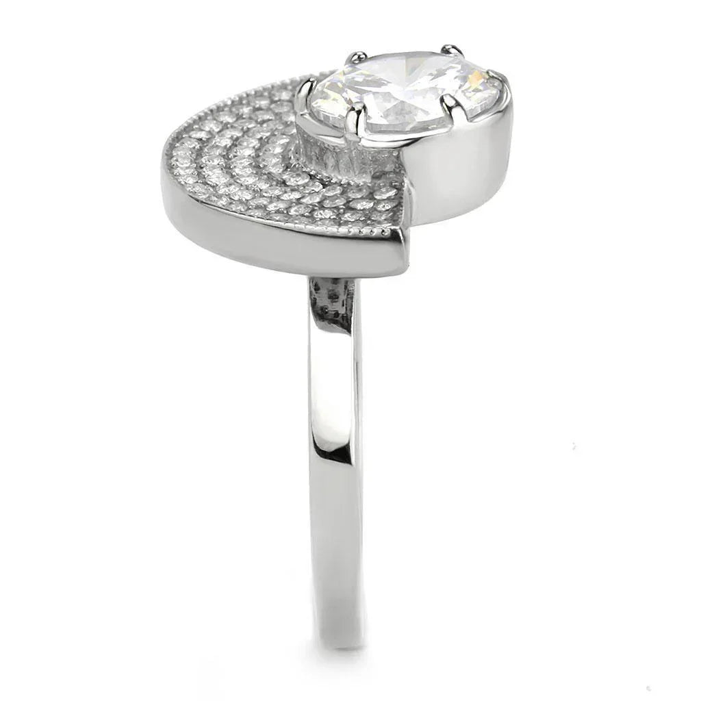 Silver Rings for Women 316L Stainless Steel DA336 - AAA Grade Cubic Zirconia in Clear - Jewelry Store by Erik Rayo