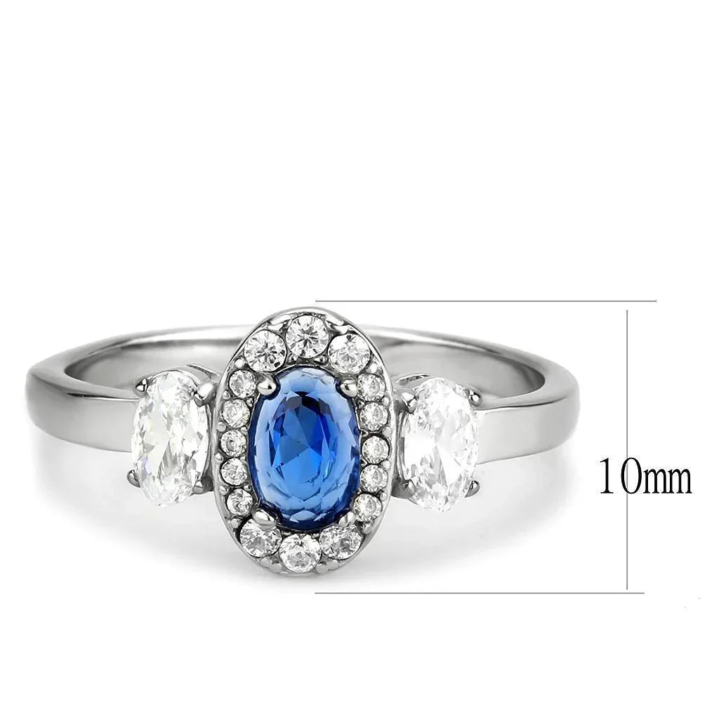 Silver Rings for Women 316L Stainless Steel DA337 - Spinel in London Blue - Jewelry Store by Erik Rayo