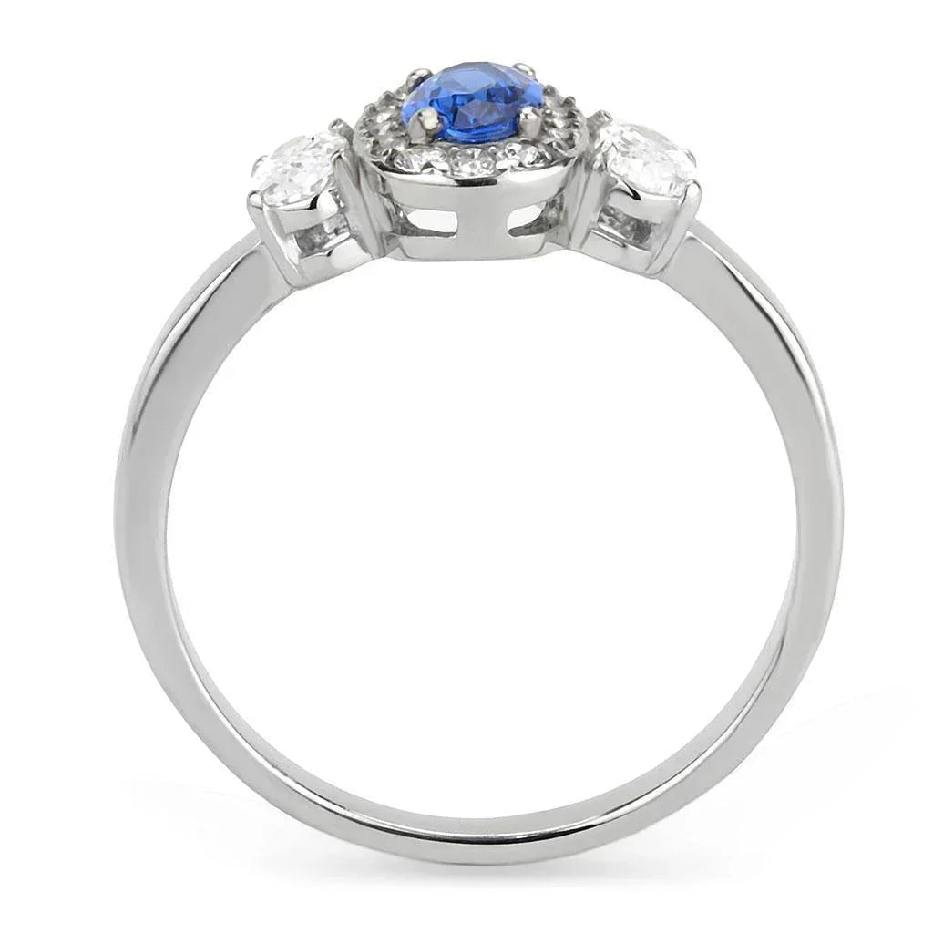 Silver Rings for Women 316L Stainless Steel DA337 - Spinel in London Blue - Jewelry Store by Erik Rayo