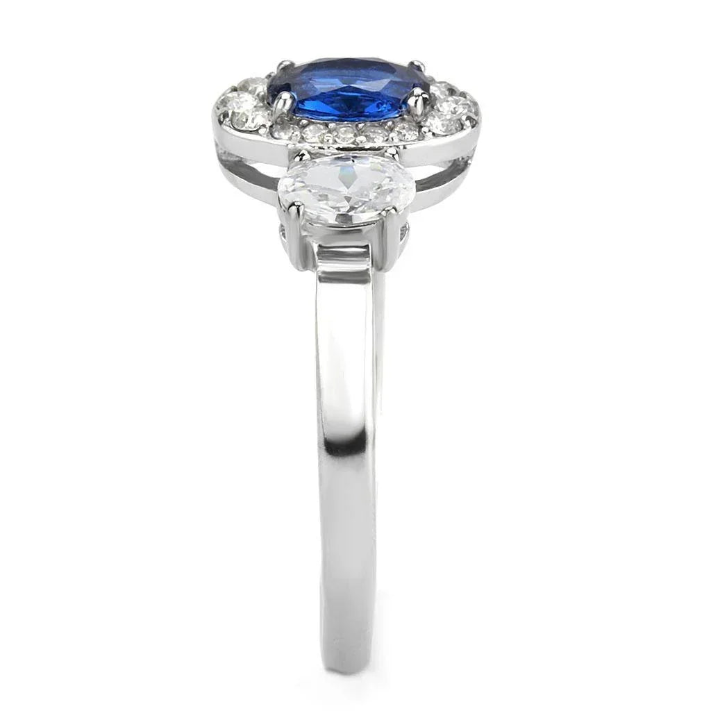 Silver Rings for Women 316L Stainless Steel DA337 - Spinel in London Blue - Jewelry Store by Erik Rayo