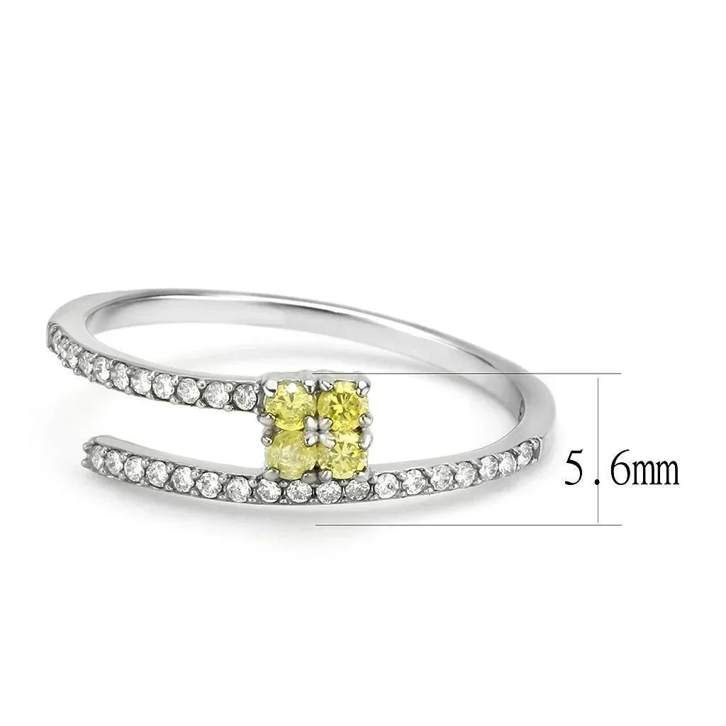 Silver Rings for Women 316L Stainless Steel DA338 - AAA Grade Cubic Zirconia in Topaz - Jewelry Store by Erik Rayo