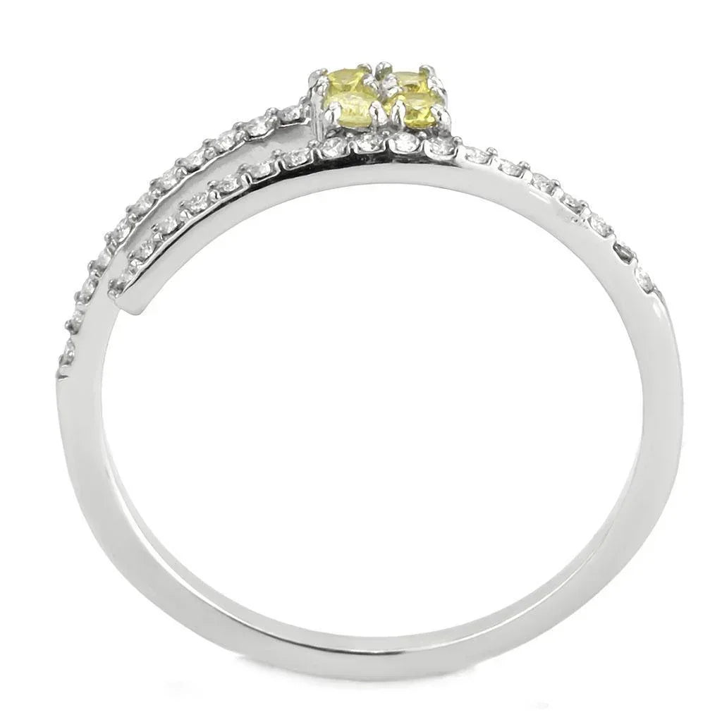 Silver Rings for Women 316L Stainless Steel DA338 - AAA Grade Cubic Zirconia in Topaz - Jewelry Store by Erik Rayo