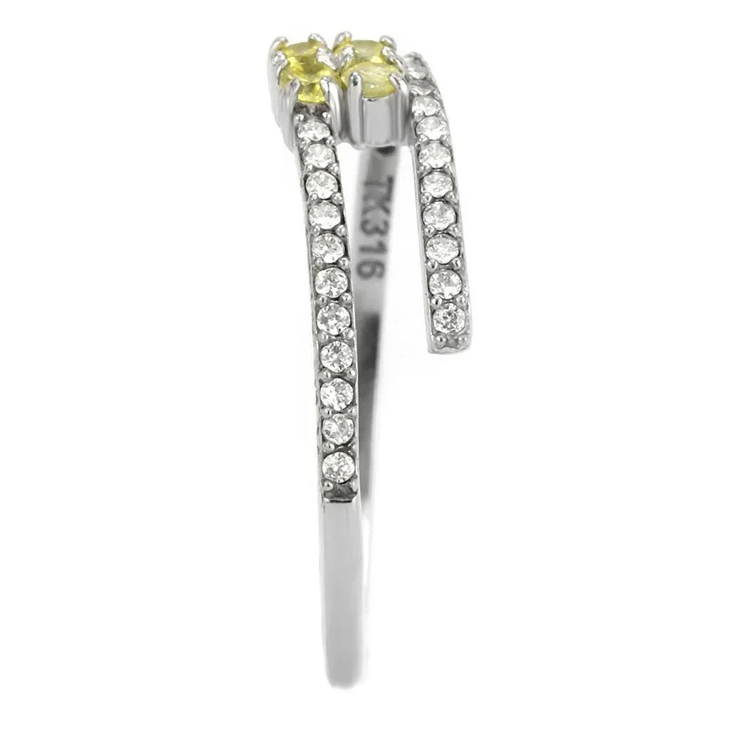 Silver Rings for Women 316L Stainless Steel DA338 - AAA Grade Cubic Zirconia in Topaz - Jewelry Store by Erik Rayo