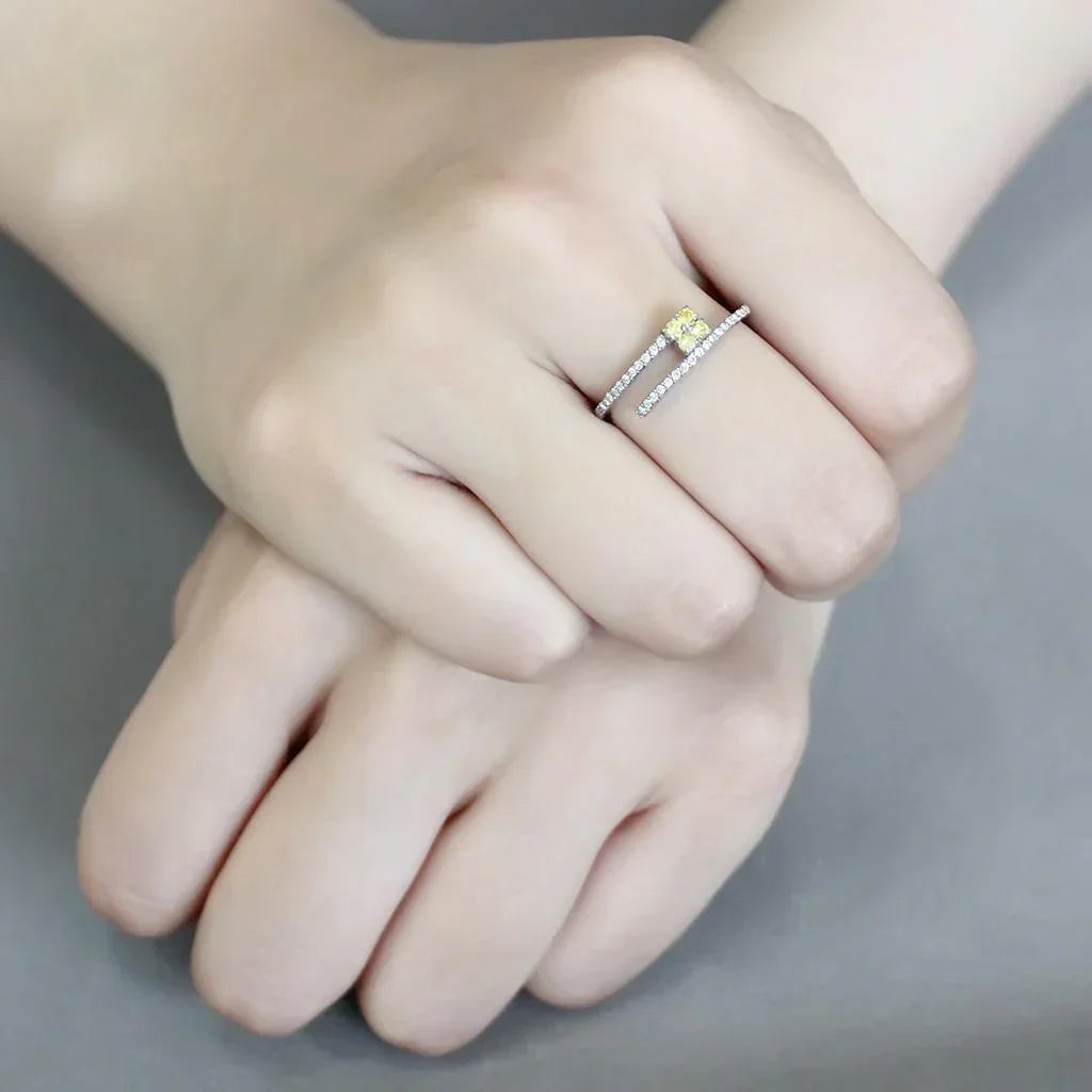 Silver Rings for Women 316L Stainless Steel DA338 - AAA Grade Cubic Zirconia in Topaz - Jewelry Store by Erik Rayo