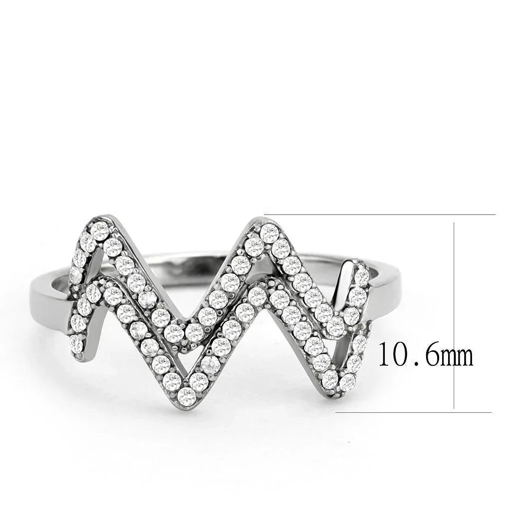 Silver Rings for Women 316L Stainless Steel DA339 - AAA Grade Cubic Zirconia in Clear - Jewelry Store by Erik Rayo