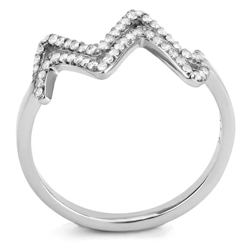 Silver Rings for Women 316L Stainless Steel DA339 - AAA Grade Cubic Zirconia in Clear - Jewelry Store by Erik Rayo