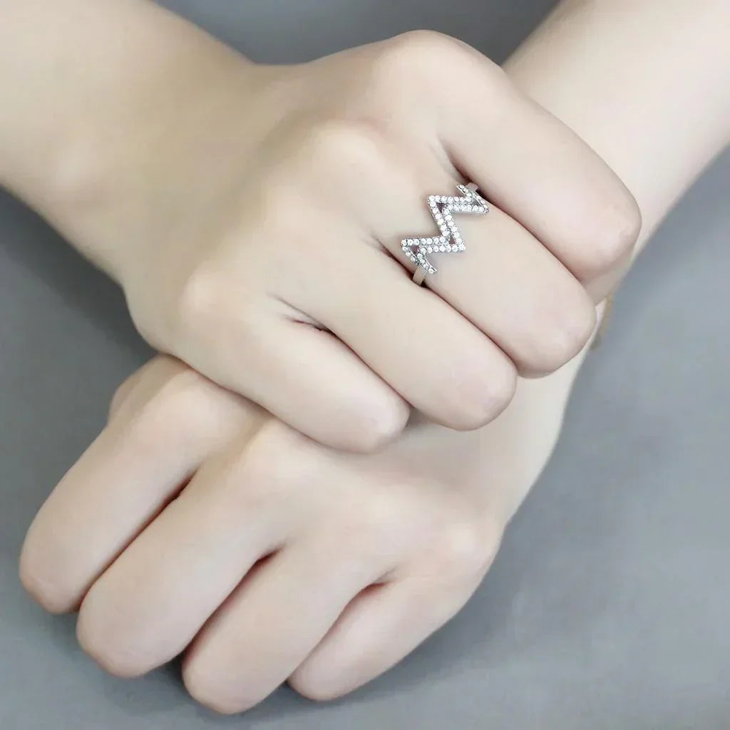 Silver Rings for Women 316L Stainless Steel DA339 - AAA Grade Cubic Zirconia in Clear - Jewelry Store by Erik Rayo