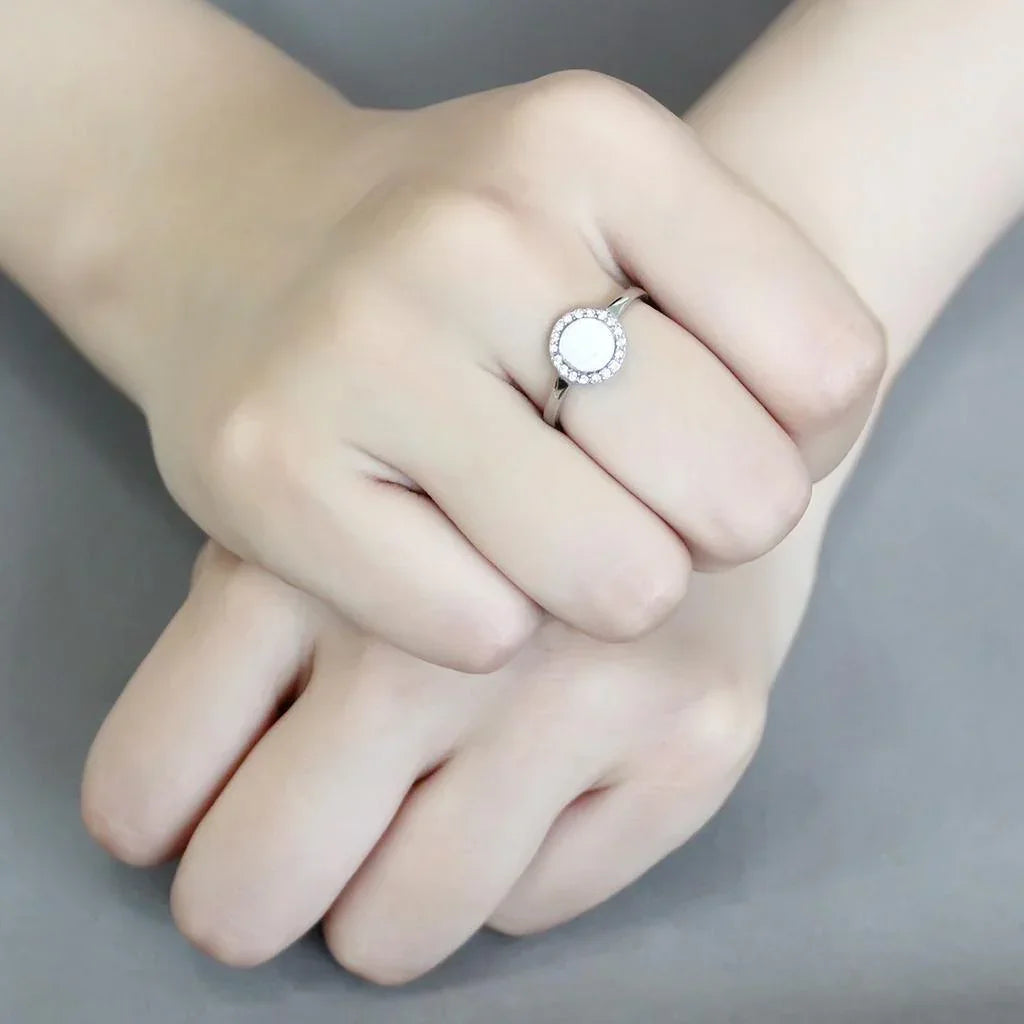 Silver Rings for Women 316L Stainless Steel DA340 - AAA Grade Cubic Zirconia in Clear - Jewelry Store by Erik Rayo