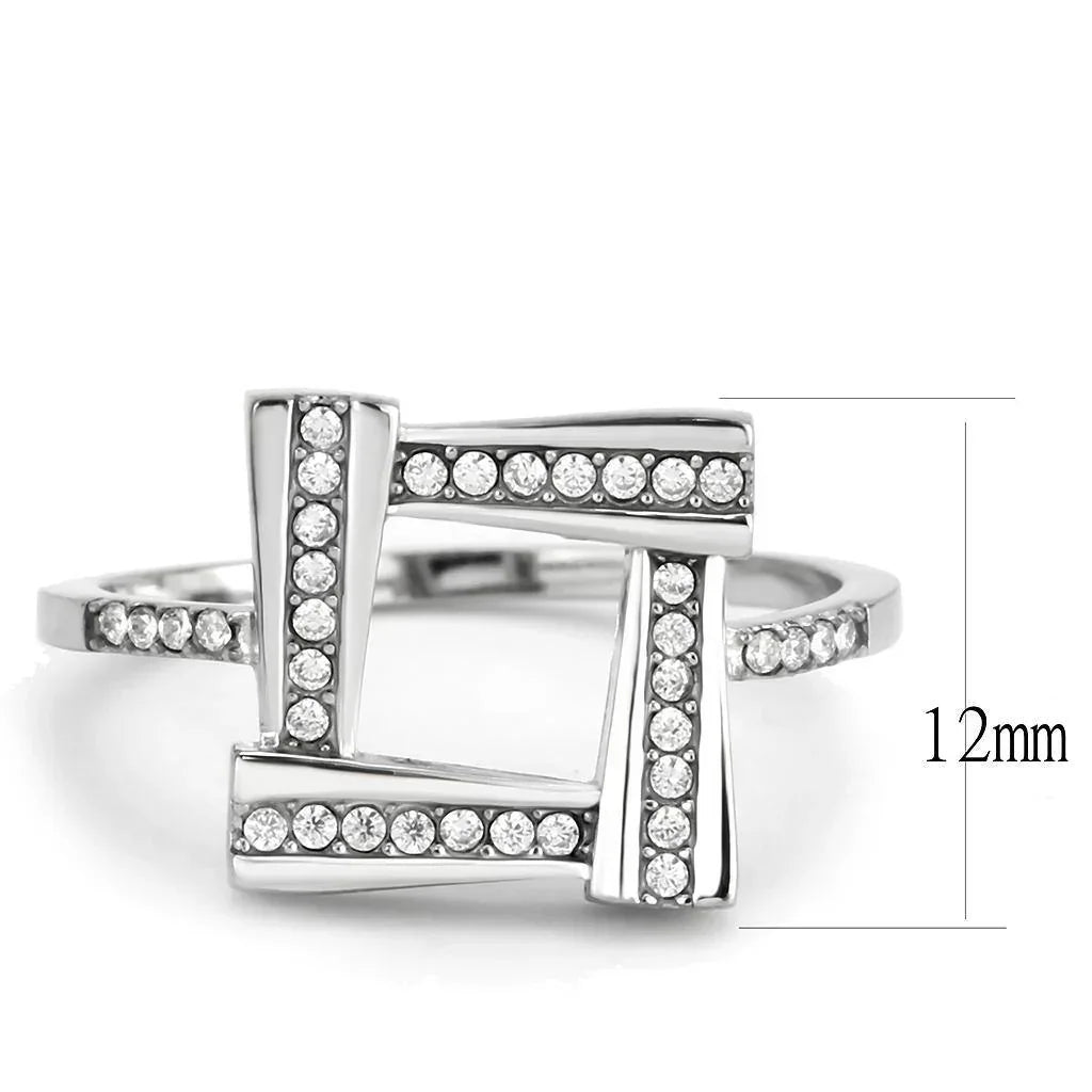 Silver Rings for Women 316L Stainless Steel DA341 - AAA Grade Cubic Zirconia in Clear - Jewelry Store by Erik Rayo