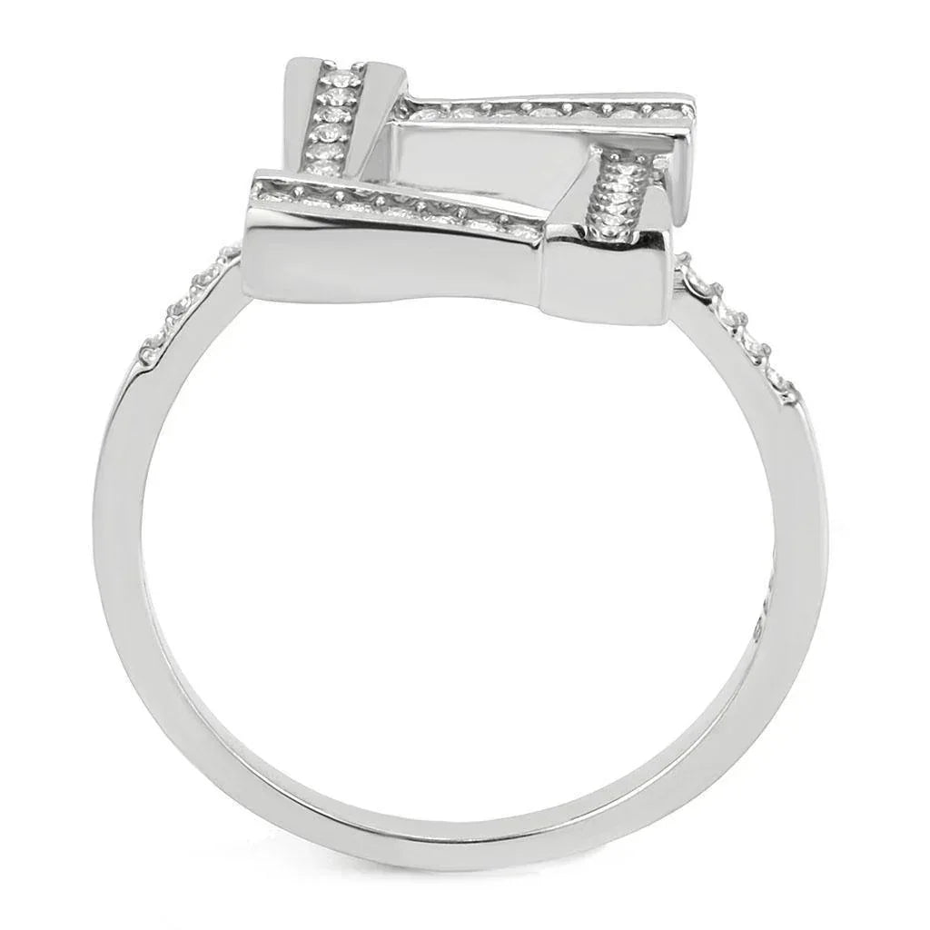 Silver Rings for Women 316L Stainless Steel DA341 - AAA Grade Cubic Zirconia in Clear - Jewelry Store by Erik Rayo