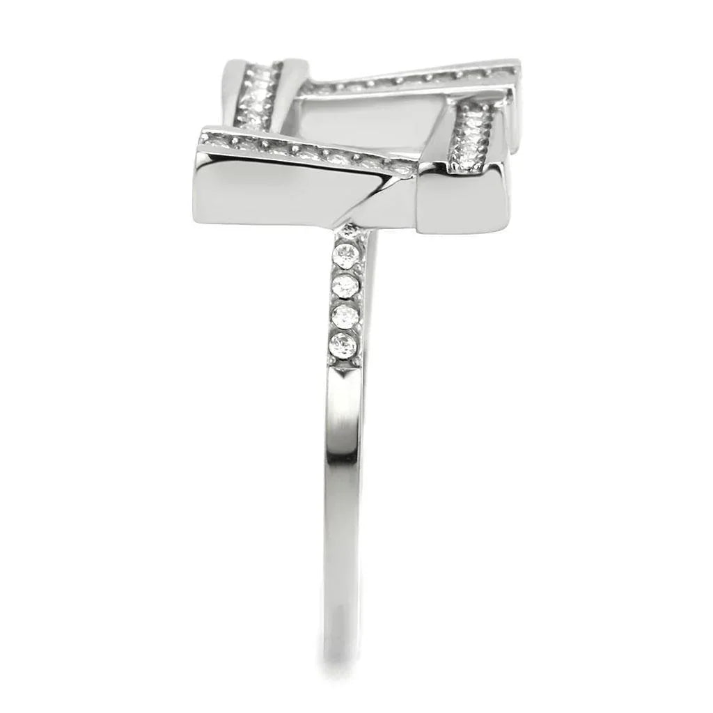 Silver Rings for Women 316L Stainless Steel DA341 - AAA Grade Cubic Zirconia in Clear - Jewelry Store by Erik Rayo
