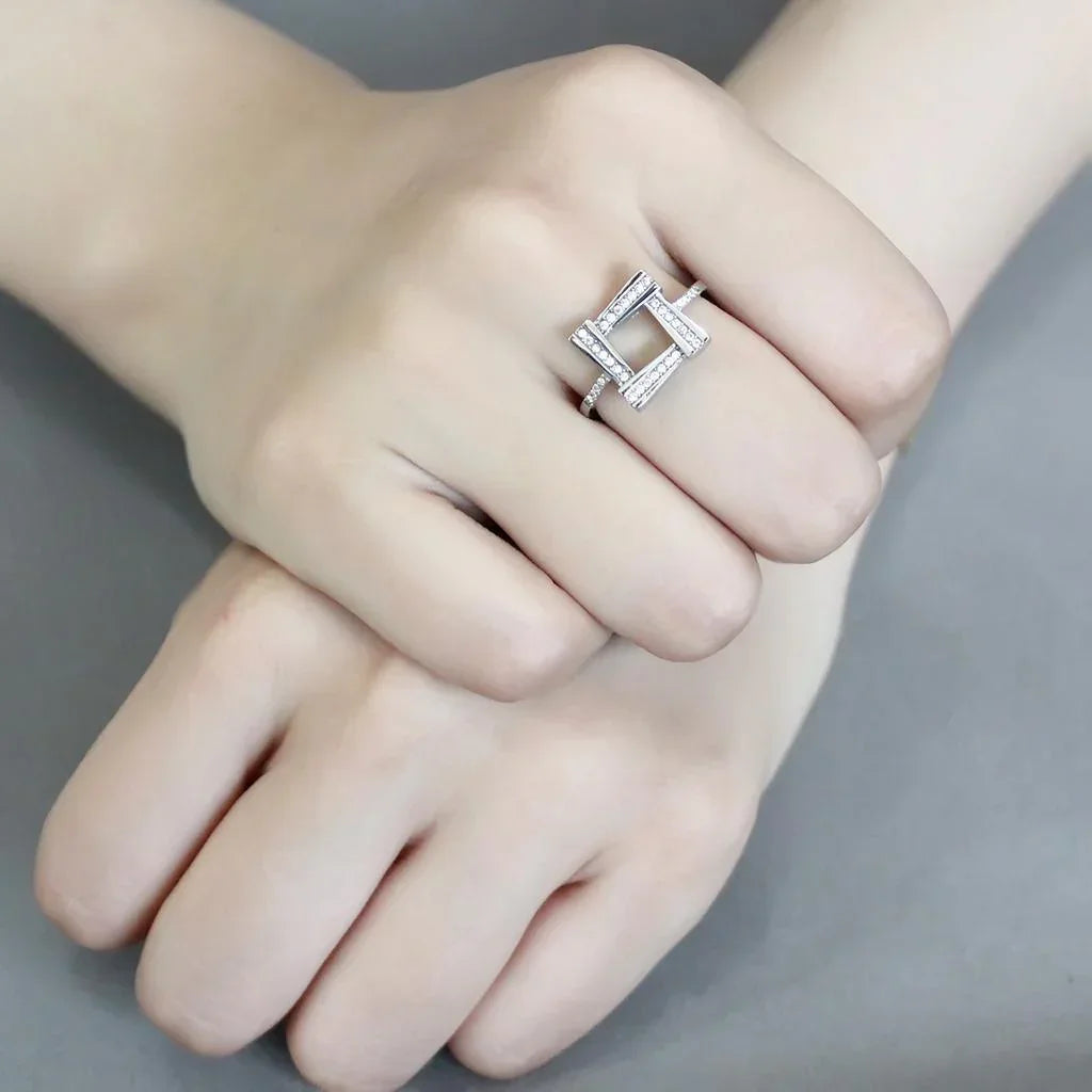 Silver Rings for Women 316L Stainless Steel DA341 - AAA Grade Cubic Zirconia in Clear - Jewelry Store by Erik Rayo