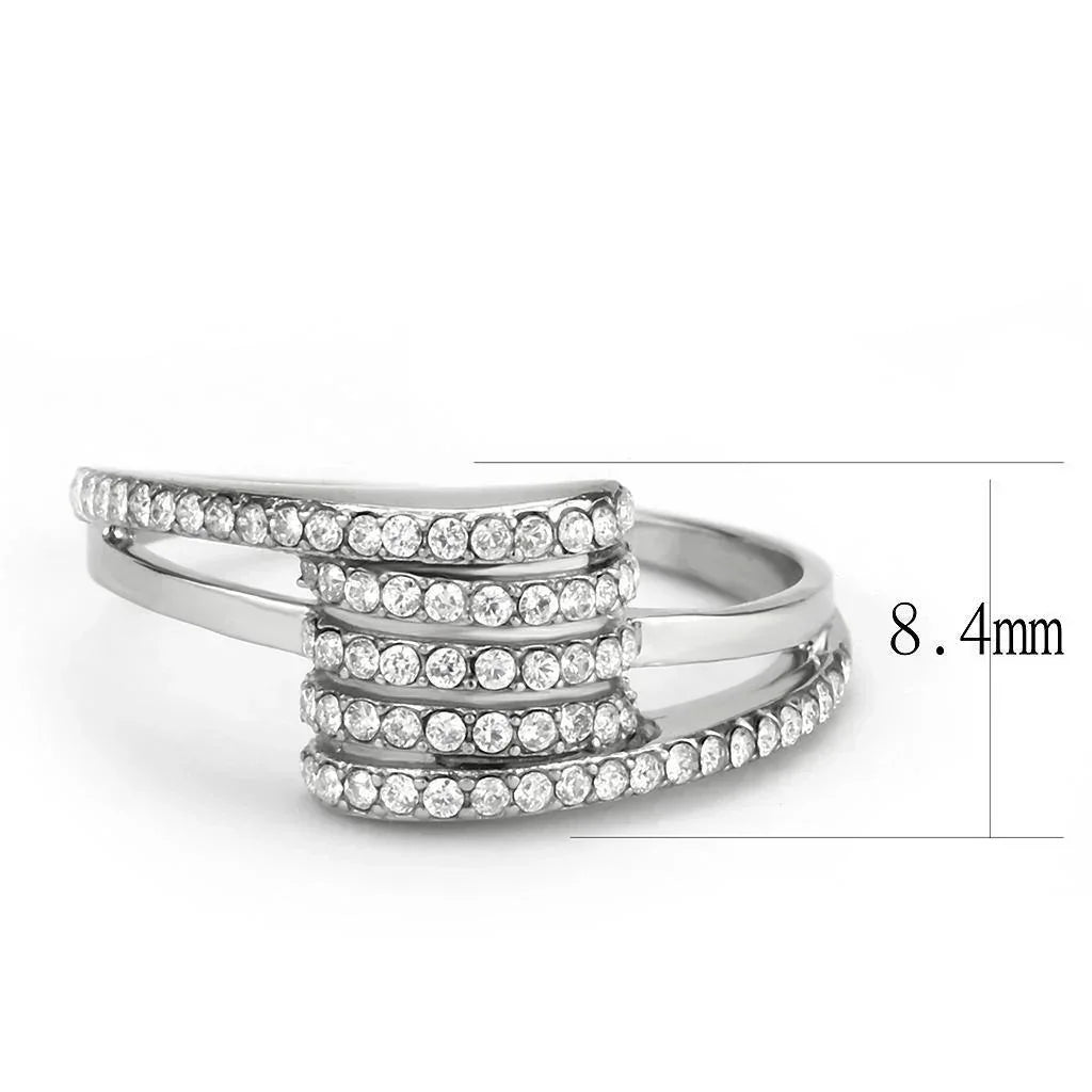Silver Rings for Women 316L Stainless Steel DA342 - AAA Grade Cubic Zirconia in Clear - Jewelry Store by Erik Rayo