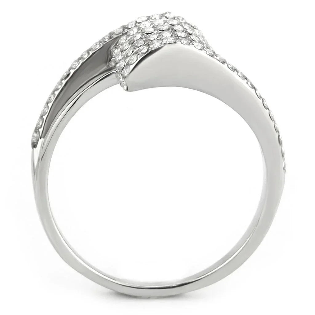 Silver Rings for Women 316L Stainless Steel DA342 - AAA Grade Cubic Zirconia in Clear - Jewelry Store by Erik Rayo