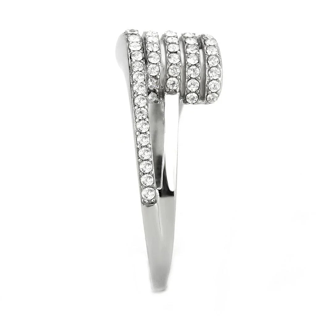 Silver Rings for Women 316L Stainless Steel DA342 - AAA Grade Cubic Zirconia in Clear - Jewelry Store by Erik Rayo