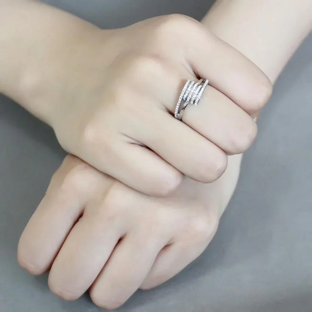 Silver Rings for Women 316L Stainless Steel DA342 - AAA Grade Cubic Zirconia in Clear - Jewelry Store by Erik Rayo