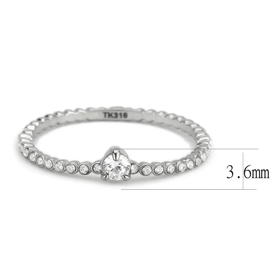 Silver Rings for Women 316L Stainless Steel DA343 - AAA Grade Cubic Zirconia in Clear - Jewelry Store by Erik Rayo