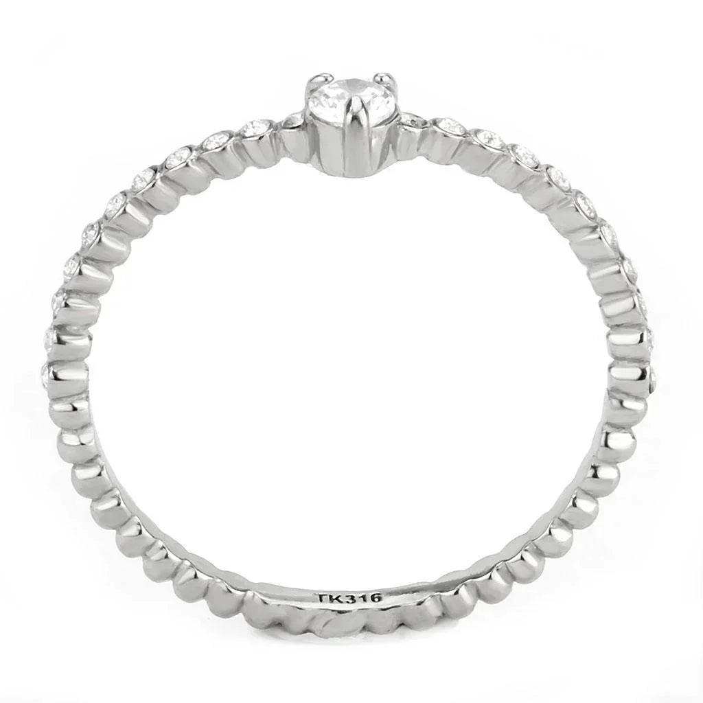 Silver Rings for Women 316L Stainless Steel DA343 - AAA Grade Cubic Zirconia in Clear - Jewelry Store by Erik Rayo