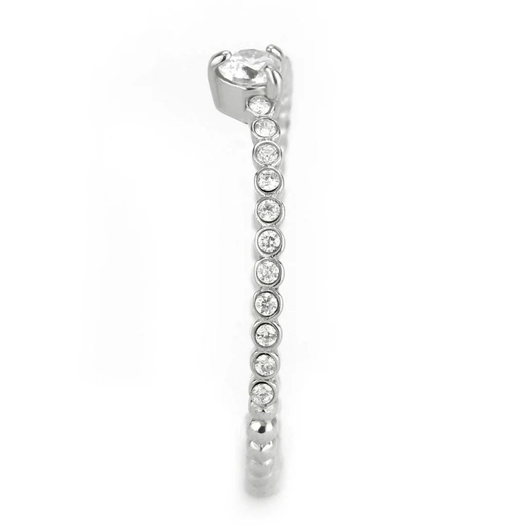 Silver Rings for Women 316L Stainless Steel DA343 - AAA Grade Cubic Zirconia in Clear - Jewelry Store by Erik Rayo