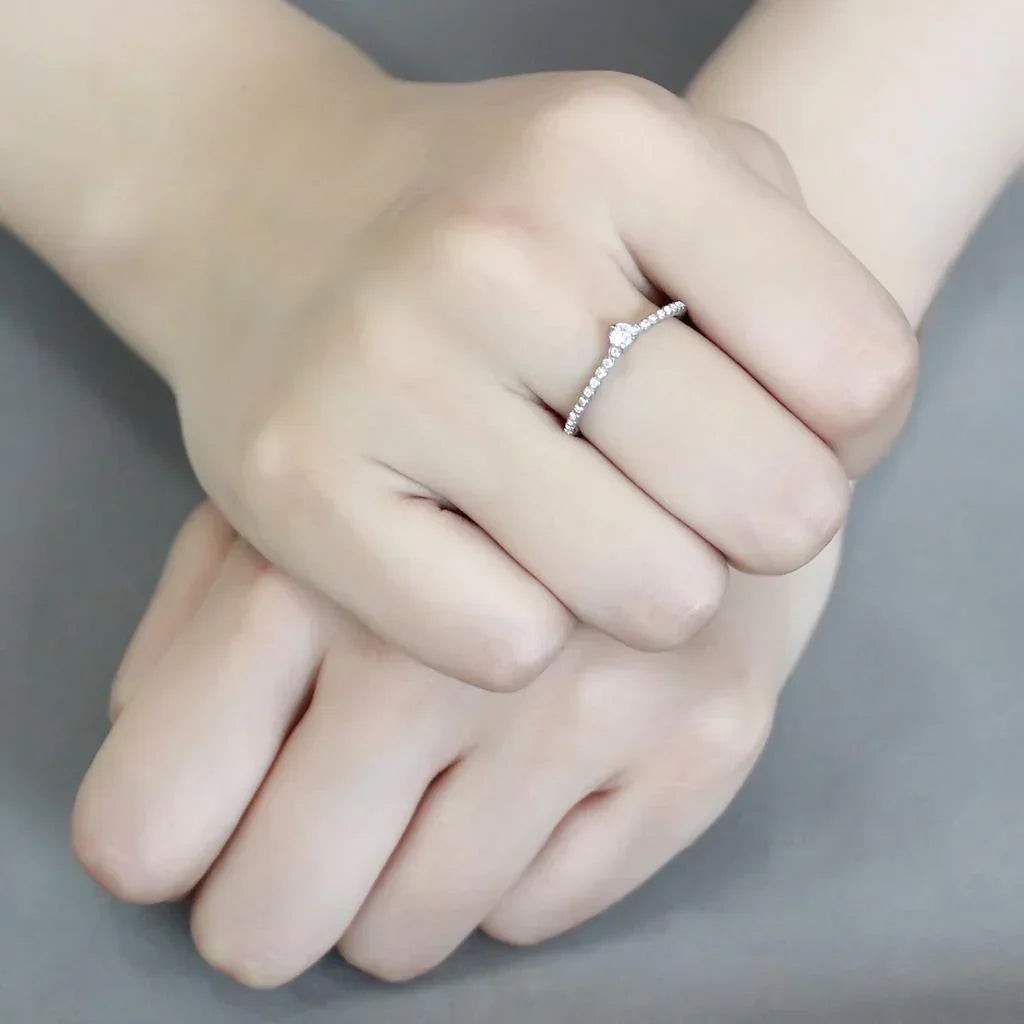 Silver Rings for Women 316L Stainless Steel DA343 - AAA Grade Cubic Zirconia in Clear - Jewelry Store by Erik Rayo