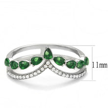 Load image into Gallery viewer, Silver Rings for Women 316L Stainless Steel DA347 - Glass in Emerald
