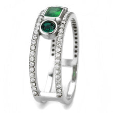 Load image into Gallery viewer, Silver Rings for Women 316L Stainless Steel DA348 - Glass in Emerald
