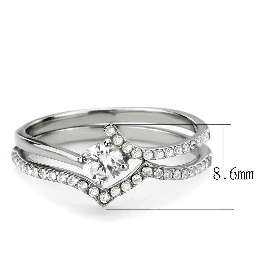 Silver Rings for Women 316L Stainless Steel DA350 - AAA Grade Cubic Zirconia in Clear - Jewelry Store by Erik Rayo