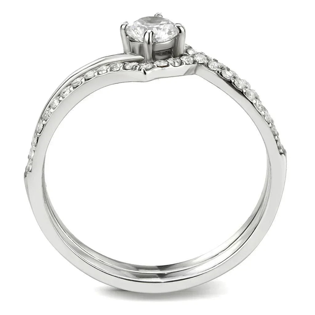 Silver Rings for Women 316L Stainless Steel DA350 - AAA Grade Cubic Zirconia in Clear - Jewelry Store by Erik Rayo