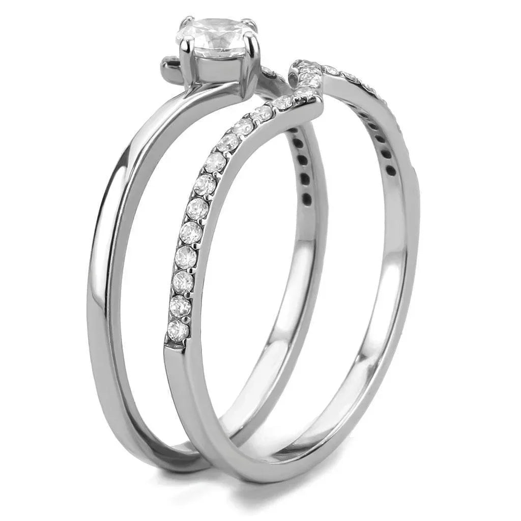 Silver Rings for Women 316L Stainless Steel DA350 - AAA Grade Cubic Zirconia in Clear - Jewelry Store by Erik Rayo