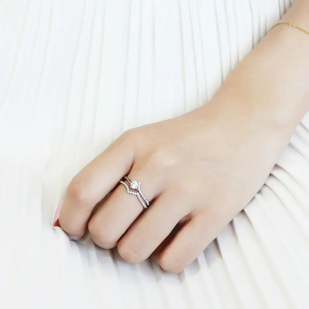 Silver Rings for Women 316L Stainless Steel DA350 - AAA Grade Cubic Zirconia in Clear - Jewelry Store by Erik Rayo