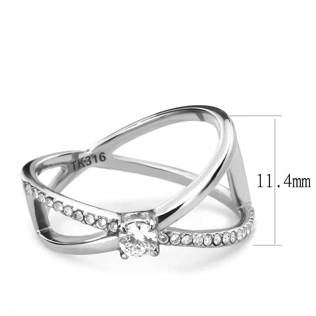 Silver Rings for Women 316L Stainless Steel DA351 - AAA Grade Cubic Zirconia in Clear - Jewelry Store by Erik Rayo