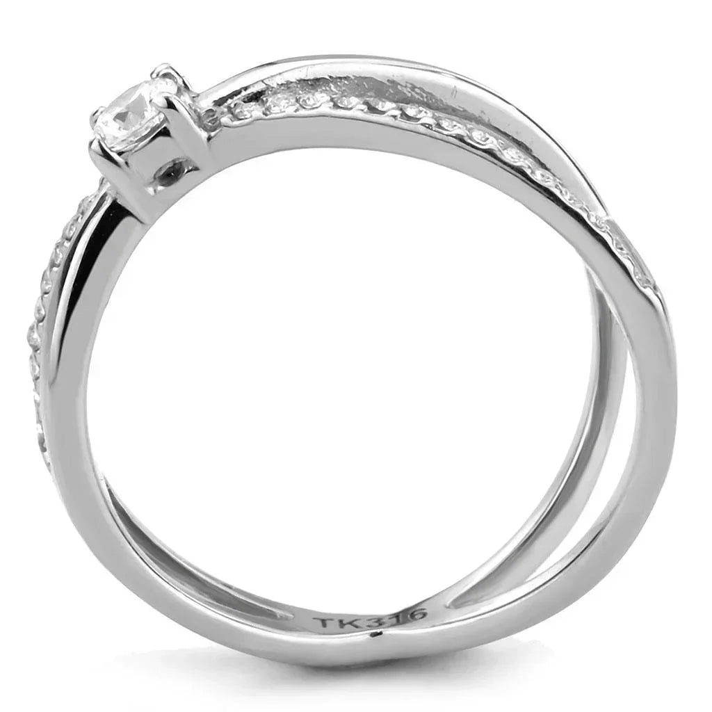 Silver Rings for Women 316L Stainless Steel DA351 - AAA Grade Cubic Zirconia in Clear - Jewelry Store by Erik Rayo