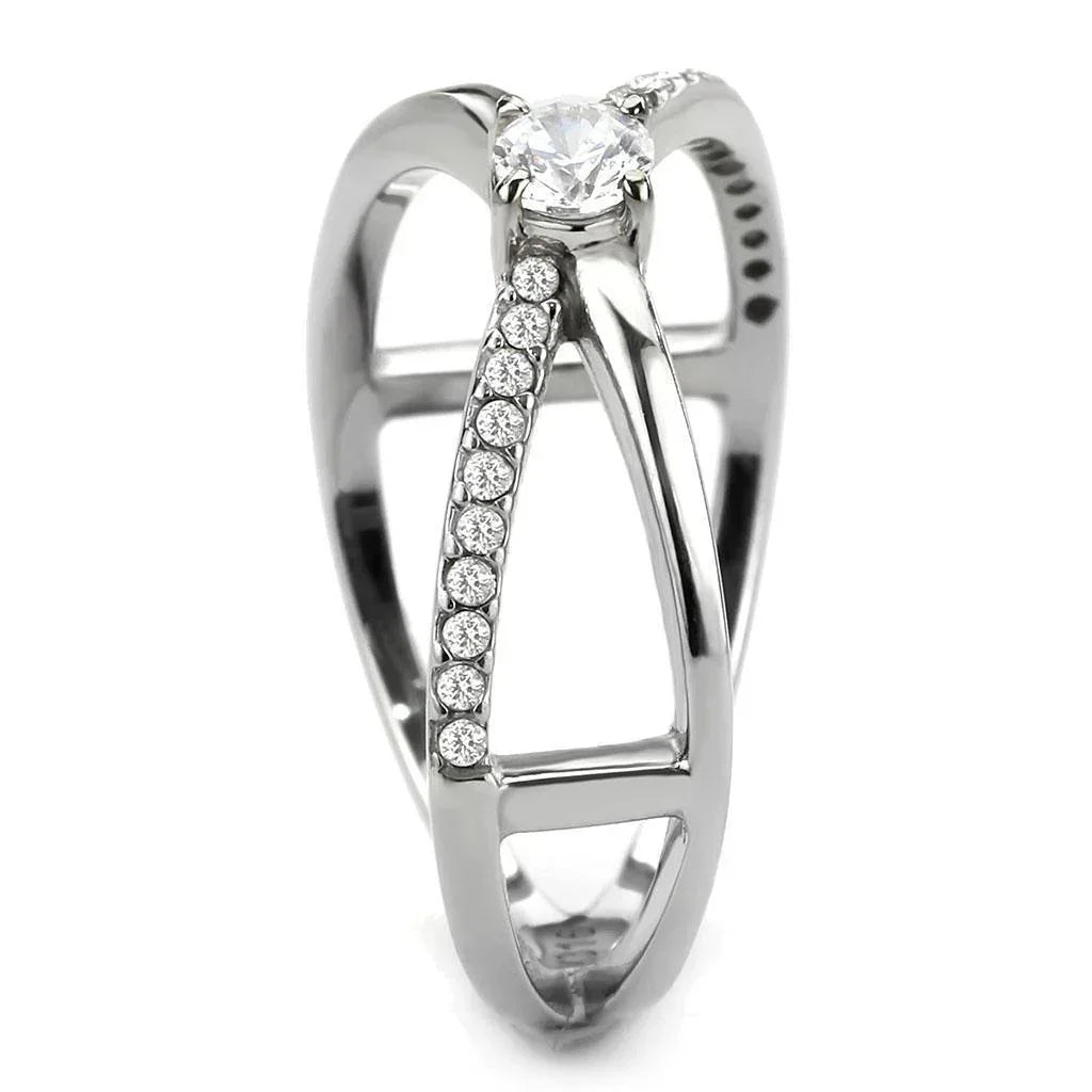 Silver Rings for Women 316L Stainless Steel DA351 - AAA Grade Cubic Zirconia in Clear - Jewelry Store by Erik Rayo