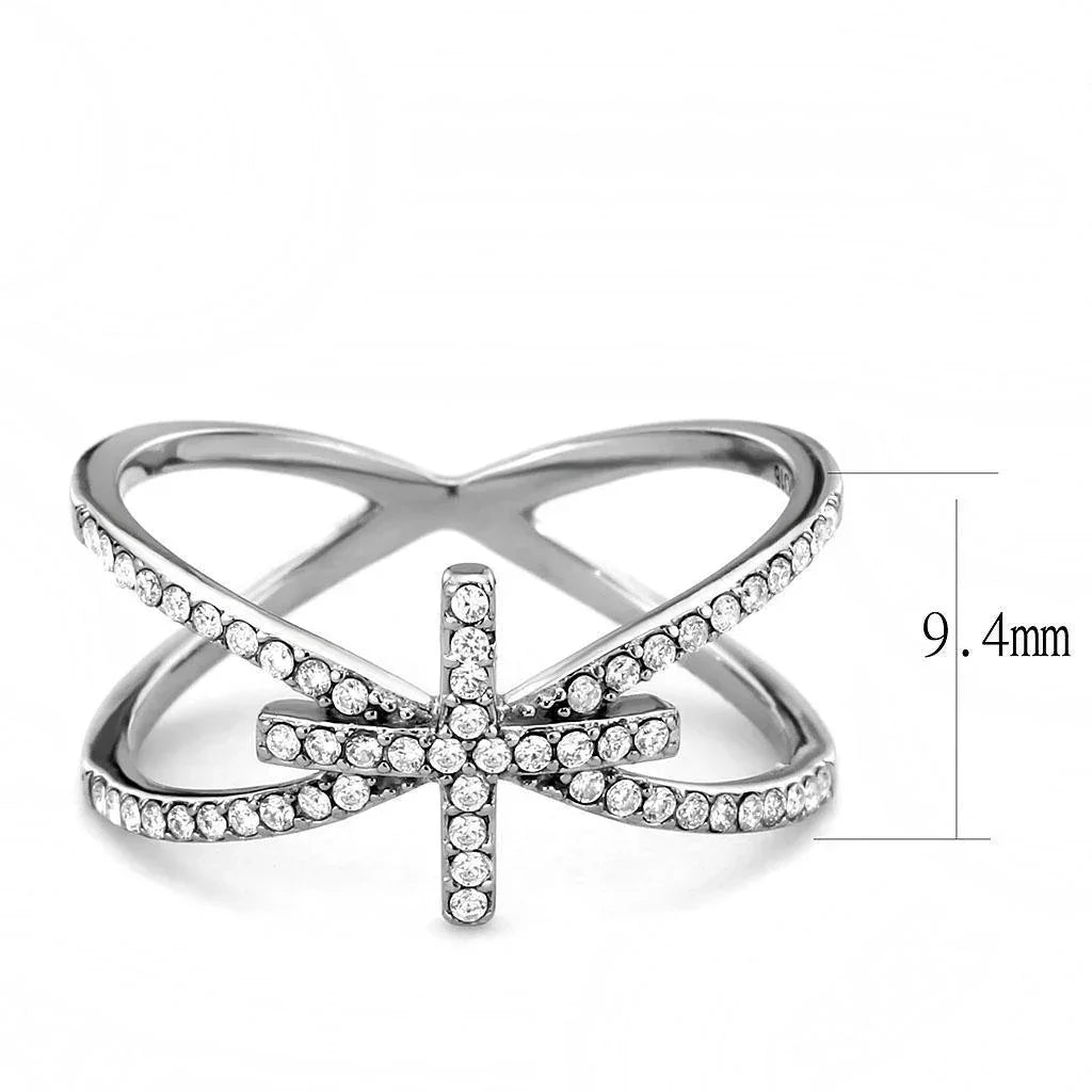 Silver Rings for Women 316L Stainless Steel DA353 - AAA Grade Cubic Zirconia in Clear - Jewelry Store by Erik Rayo