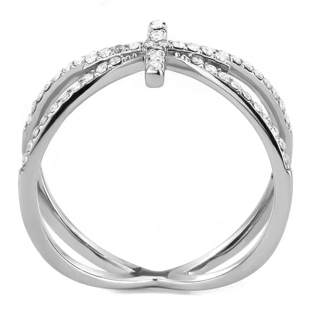 Silver Rings for Women 316L Stainless Steel DA353 - AAA Grade Cubic Zirconia in Clear - Jewelry Store by Erik Rayo