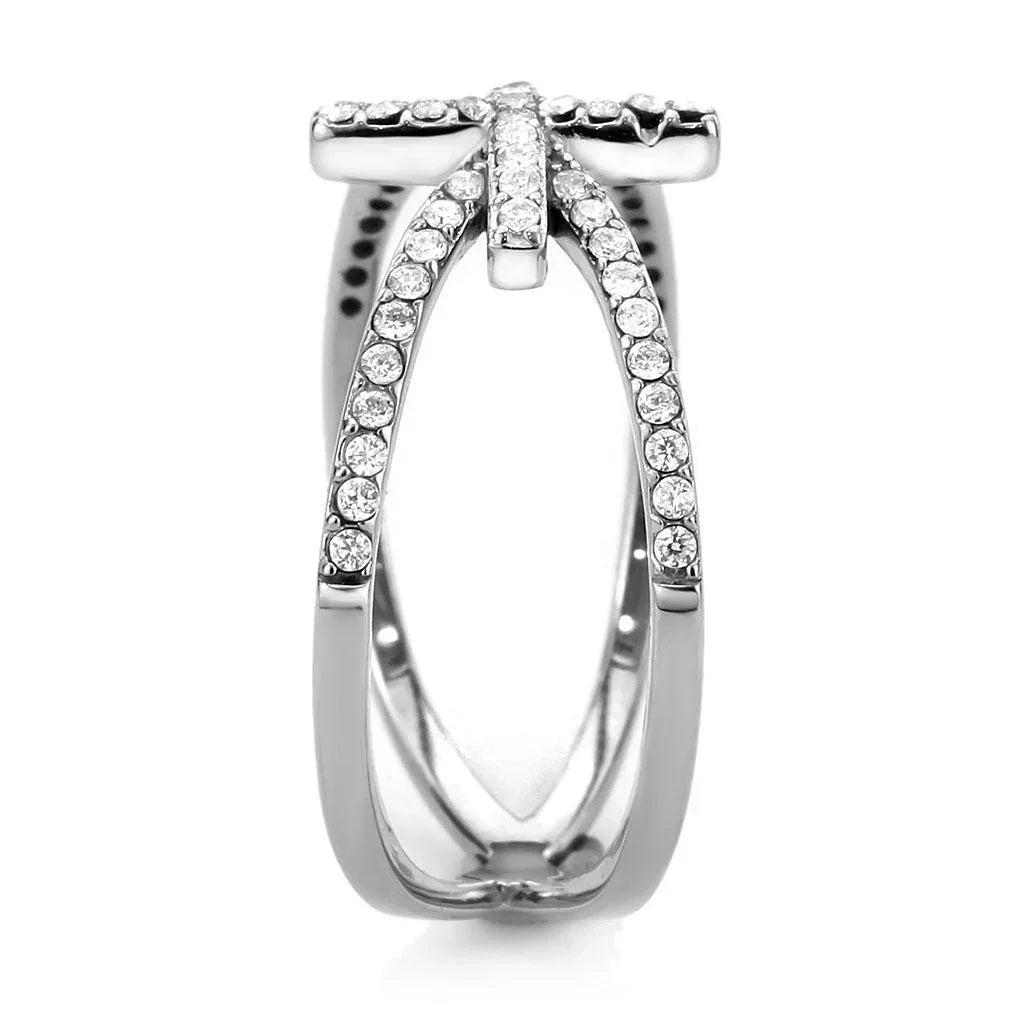Silver Rings for Women 316L Stainless Steel DA353 - AAA Grade Cubic Zirconia in Clear - Jewelry Store by Erik Rayo