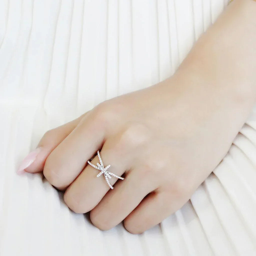 Silver Rings for Women 316L Stainless Steel DA353 - AAA Grade Cubic Zirconia in Clear - Jewelry Store by Erik Rayo