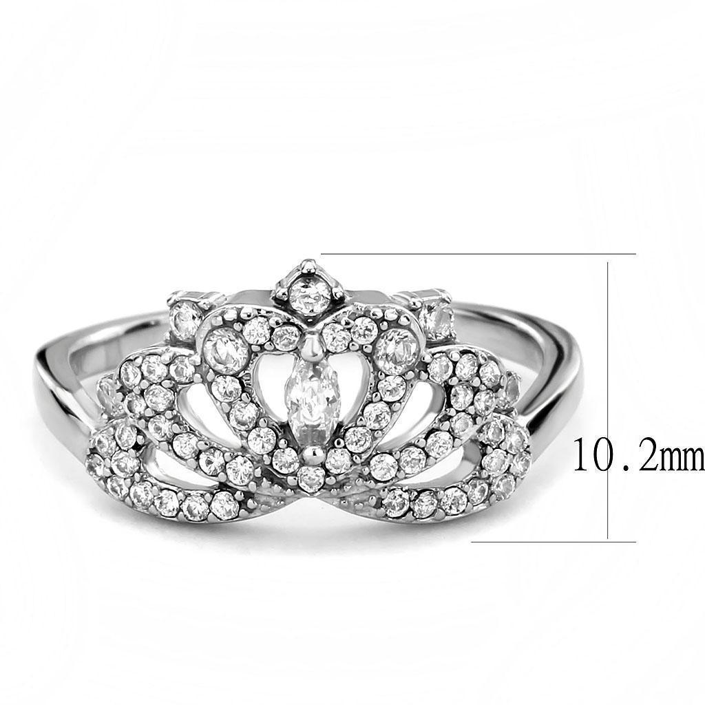 Silver Rings for Women 316L Stainless Steel DA354 - AAA Grade Cubic Zirconia in Clear - Jewelry Store by Erik Rayo
