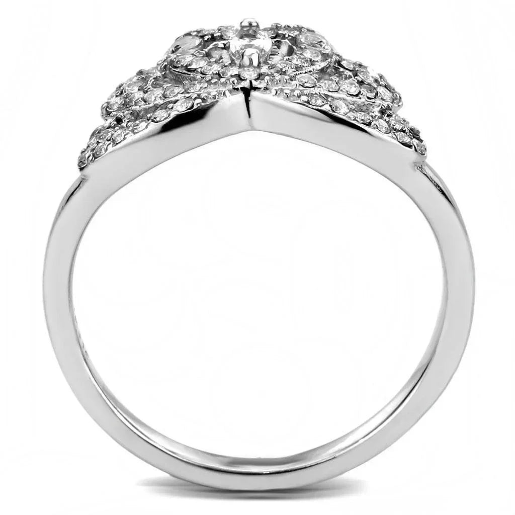 Silver Rings for Women 316L Stainless Steel DA354 - AAA Grade Cubic Zirconia in Clear - Jewelry Store by Erik Rayo