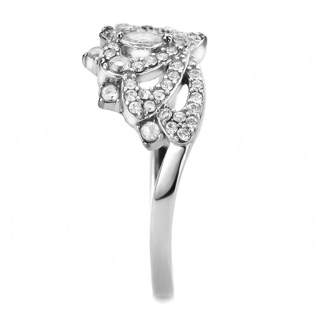 Silver Rings for Women 316L Stainless Steel DA354 - AAA Grade Cubic Zirconia in Clear - Jewelry Store by Erik Rayo