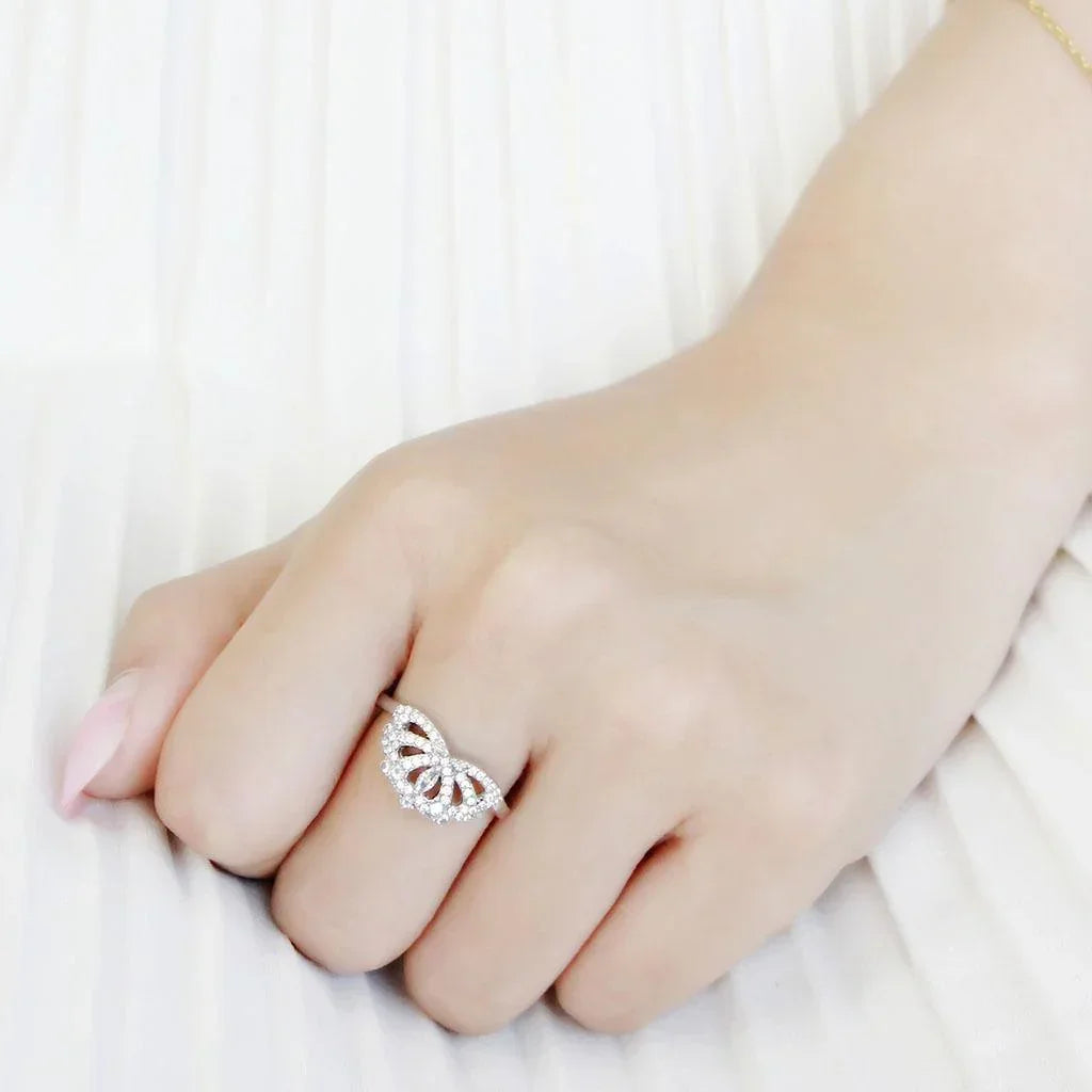 Silver Rings for Women 316L Stainless Steel DA354 - AAA Grade Cubic Zirconia in Clear - Jewelry Store by Erik Rayo