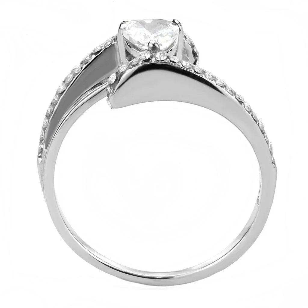 Silver Rings for Women 316L Stainless Steel DA355 - AAA Grade Cubic Zirconia in Clear - Jewelry Store by Erik Rayo