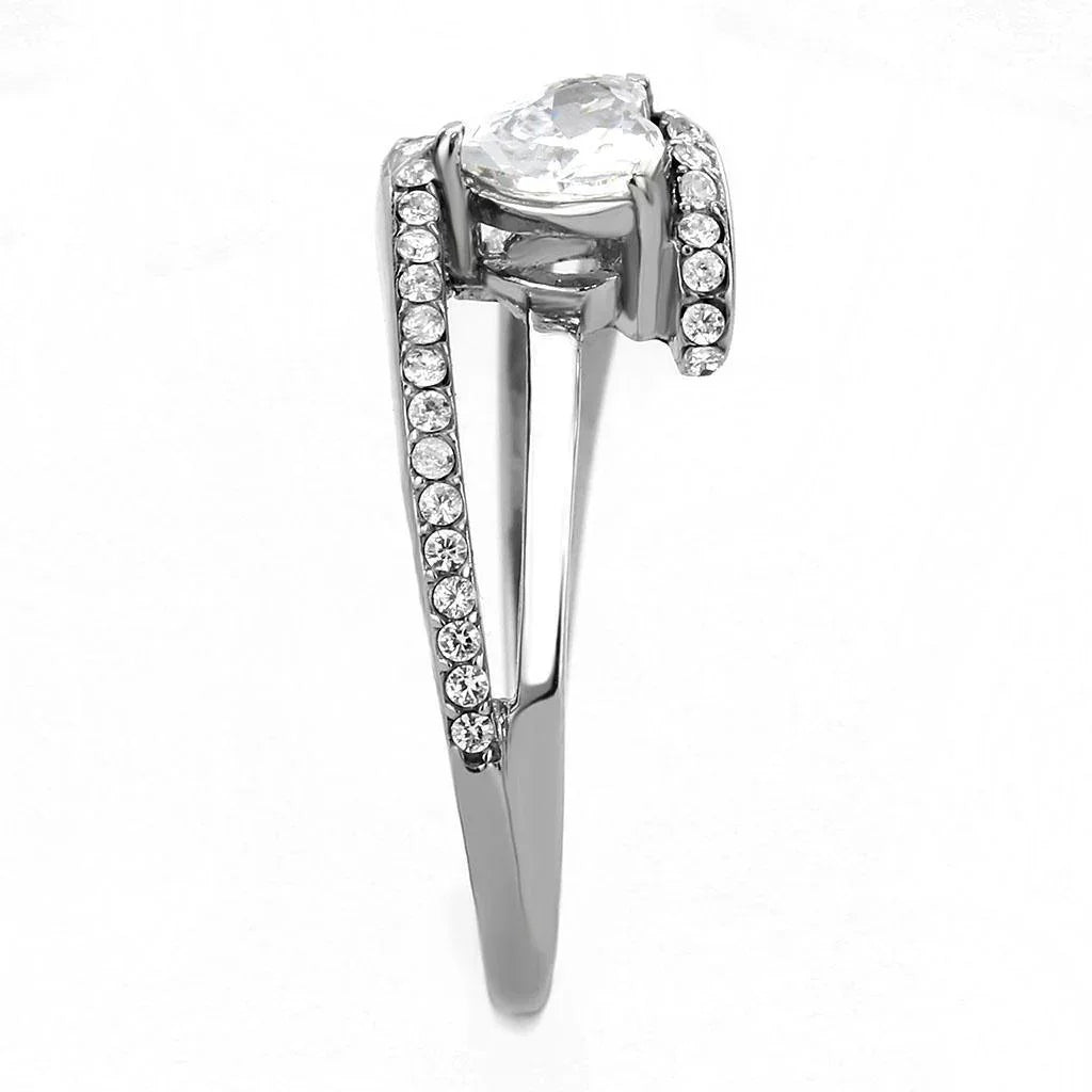 Silver Rings for Women 316L Stainless Steel DA355 - AAA Grade Cubic Zirconia in Clear - Jewelry Store by Erik Rayo