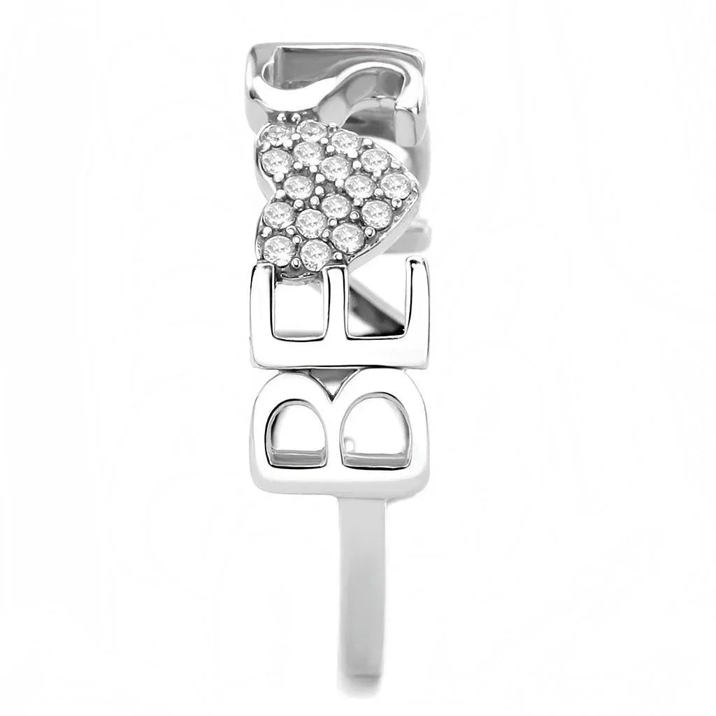 Silver Rings for Women 316L Stainless Steel DA356 - AAA Grade Cubic Zirconia in Clear - Jewelry Store by Erik Rayo