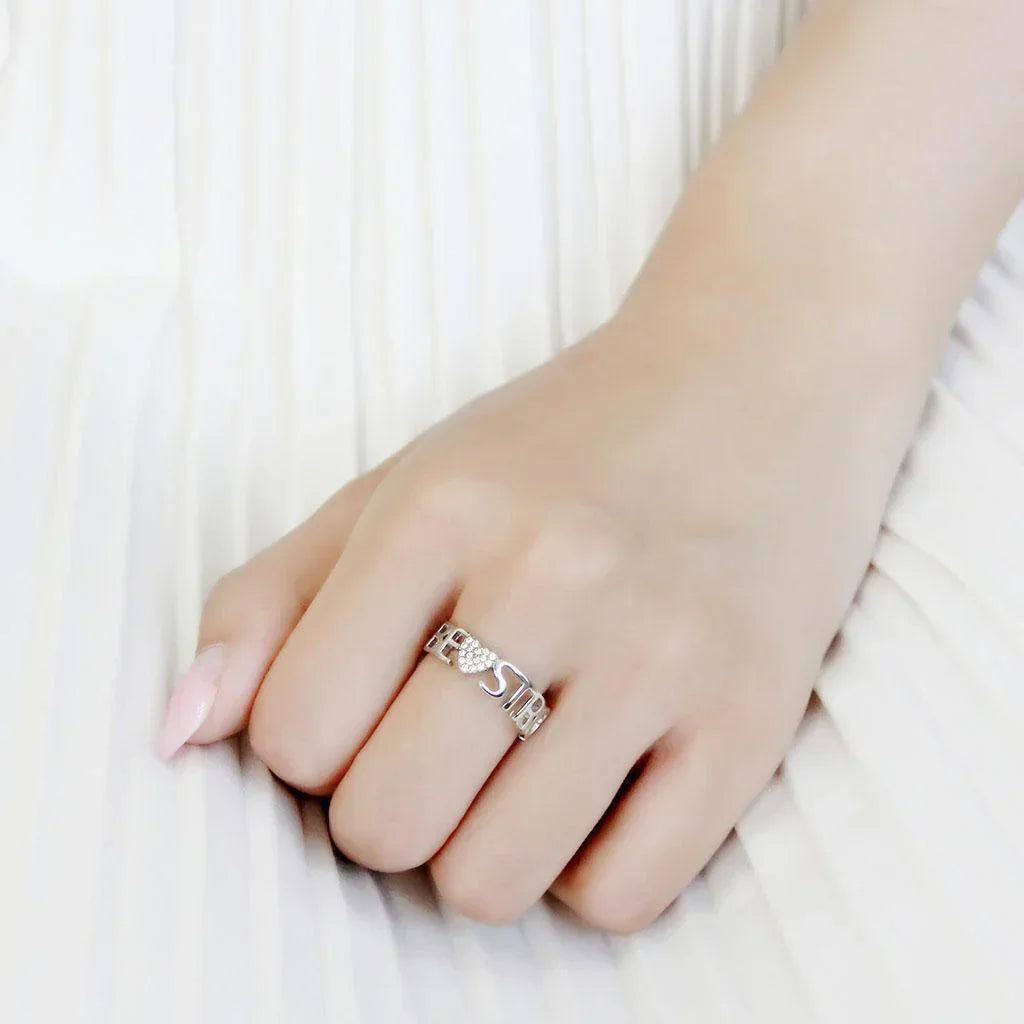 Silver Rings for Women 316L Stainless Steel DA356 - AAA Grade Cubic Zirconia in Clear - Jewelry Store by Erik Rayo